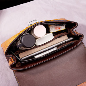 2021 new bag European and American retro fashion embossed hit color portable messenger handbag 266