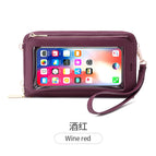 Touch screen mobile phone bag female diagonal RFID anti-theft brush multi-function shoulder transparent mini small bag wallet mobile phone bag SJ623