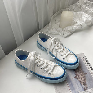 Cream blue canvas shoes student men and women couple shoes 2021 new Korean casual sports walking shoes 243