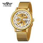 2023 New T-winner Men's Watch Fashion Hollowed-out Mesh Belt Waterproof Manual Mechanical men Watch SLZg123