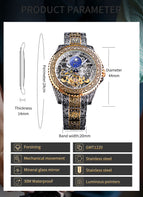 2023 New Arival watches Forsing Style Men's Fashion Hollow out Vintage Carved Automatic Mechanical Watch