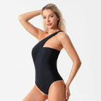 One-Piece Swimsuit Women's Summer Hot Sexy Solid Color Large Size One-Shoulder Halter Bikini Swimsuit