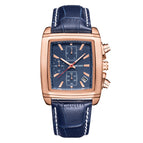 Megir Men's Watch Fashion Light Retro Multifunctional Chronograph Square Leather Men's Watch 2028