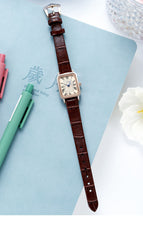 GEDI women's fashion Rose Gold Square retro Roman scale trend waterproof watch Korean version simple leather