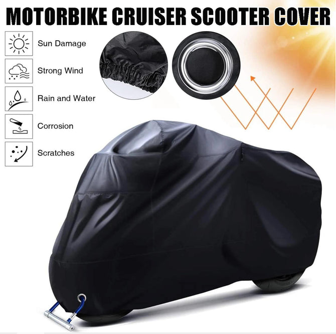 190T Black Sun Protection Cover Tarpaulins Waterproof Cloth With Holes For Motorcycle Electric Bicycle Scooter-BLACK