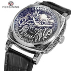 New Forsining Men's Fashion Casual Dragon Tiger Leopard Pirate Pattern Automatic Mechanical men business Watch SLZe255