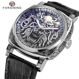 New Forsining Men's Fashion Casual Dragon Tiger Leopard Pirate Pattern Automatic Mechanical men business Watch SLZe255