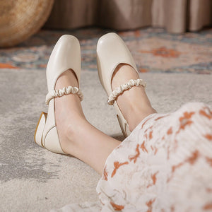 Mary Jane shoes women 2022 new thick-heeled single shoes retro square toe single shoes office lady shoes 189-21