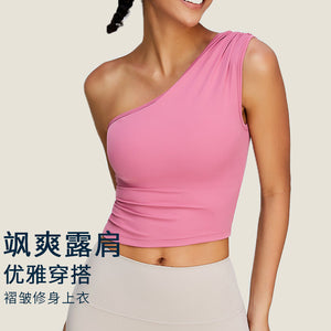 New off-Shoulder Running Exercise Vest Women's Yoga Clothing Top Sleeveless Beauty Back Fitness Underwear TM0128