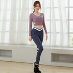 Women's Yoga Wear Set fashion Long Sleeve High Waist two piece set 8086/6043
