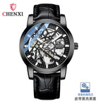 CHENXI2021 New Hollow Automatic Mechanical Watch Men's Waterproof Leather Strap Luminous business men casual Watch CX-8812