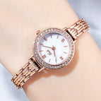 GEDI new watch women's light luxury fashion round quartz small green watch student Bracelet women waterproof watch 22001 steel
