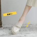 2022 new Korean version of all-match pearl small leather shoes women's slip-on loafers women's round toe thick sole shoes women 811-2