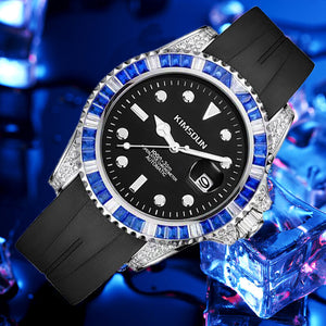 KIMSDUN new diamond-encrusted black water ghost automatic mechanical watch fashion luminous men's watch waterproof watch K-1268A-silicon