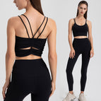 New women yoga suits sports vest yoga clothes bra high waist hip lifting running fitness pants suit WXM263+CKM219