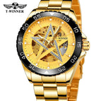 WINNER  Automatic Watches Diamond Bling Star Dial Golden Mechanical Watch Men's Watch