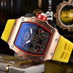 Men's Watch European and American Carbon Fiber Texture Fashion Quartz Watch Barrel-Shaped Quartz Sports Watch 1035