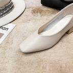 2022 new Korean style fashion shallow mouth slip-on shoes thick heel square toe fashion medium heel shoes women 3168