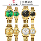 CHENXI Men's Women's Watch Waterproof Business Watch Female Men's Gold fashion quartz Couple Watch CX004A