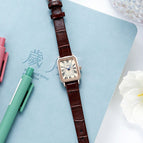 GEDI women's fashion Rose Gold Square retro Roman scale trend waterproof watch Korean version simple leather
