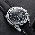 Men's watch Three-eye six-pin multi-function waterproof belt watch quartz men's watch K-8304M