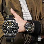 Megir Men's Watch Fashion Chronograph Waterproof Genuine Leather Sports Quartz Men's Watch G2131g