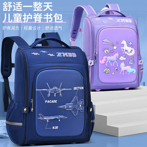 New primary school student cartoon schoolbag boys and girls 6-12 years old light one-piece open children's backpack 5619
