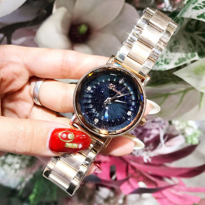 DIMINI Star Watch Korean Ladies Rhinestone Fashion Copper Case Steel strap Watch Quartz Girls Watch 5292
