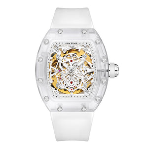 Pintime Men's New Automatic Waterproof Hollow out Mechanical Watch Live Fashion Barrel Miller Watch PT-7