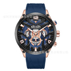 Megir Men's Watch Multi-Function Timing Three Eyes and Six Needles Silicone Quartz Watch 2222G