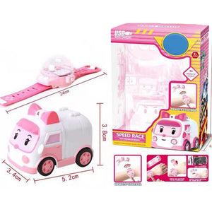 Watch remote control car toy cartoon police car mini car infrared remote control