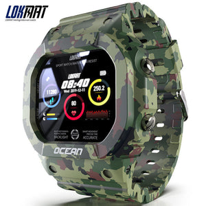 LOKMAT new smart watch heart rate meter step blood pressure healthy waterproof IP68 sports watch ocean