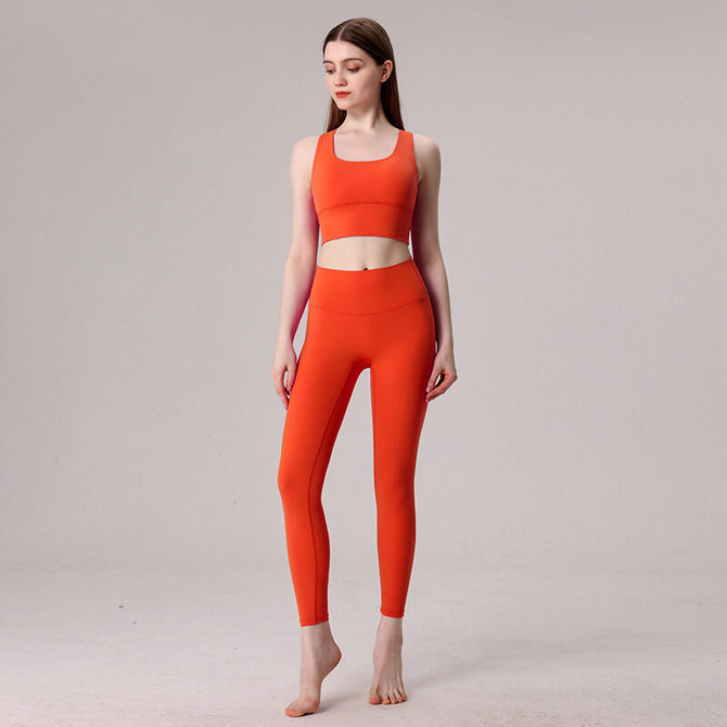 New yoga suit Cross Shoulder Strap Beautiful Back Tank-Top Yoga Clothes Women's Skinny Running fitness Sports Two-Piece set TZ-230322