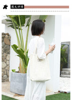 New Korean literary canvas women's bag leisure letter printing handbag ashion lace hollowed out shoulder bag sr420