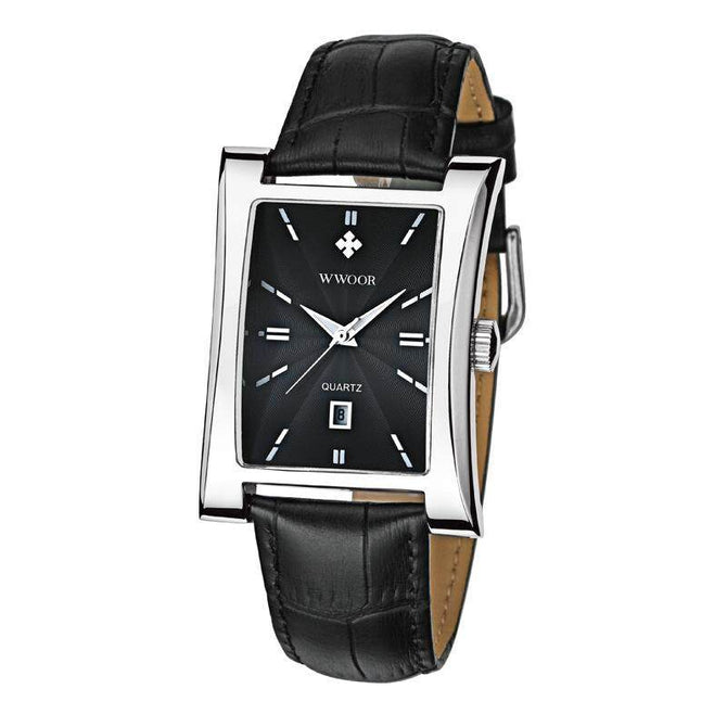 2019 New Luxury Brand WWOOR Men's Watches Quartz Watch Male Wristwatch leather Strap Waterproof Clocks 8017