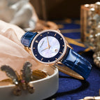 STARKING watch real diamond blue sandstone quartz watch trendy fashion watch women's leather watch
