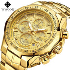 WWOOR 8868 Seven-Pin Men's Sports Steel Belt calendar Quartz Waterproof Watch for men