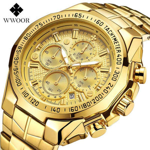 WWOOR 8868 Seven-Pin Men's Sports Steel Belt calendar Quartz Waterproof Watch for men