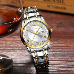 Automatic movement watch men's watch high-end calendar luminous waterproof ultra-thin non-mechanical steel strap watch S025
