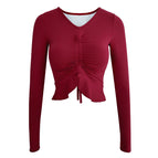 2022 new style yoga Top autumn and winter sports long-sleeved running fitness sportswear thin quick drying T-shirt top 8077