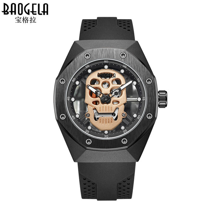 BAOGELA Skull Silicone Men's Watch Waterproof Luminous Sports Quartz Watch 1902