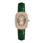 Small Green Strap Watch Women's Fashion Square Small Dial Diamond Waterproof Quartz Ladies Watch S054