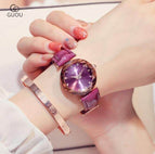 GUOU 8043 NEW Women's Watches Luxury Watches For Women Bracelet Ladies Watch Women Leather Clock