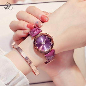 GUOU 8043 NEW Women's Watches Luxury Watches For Women Bracelet Ladies Watch Women Leather Clock
