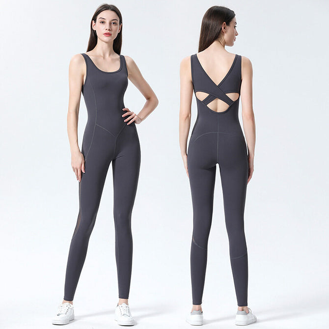 Professional yoga jumpsuit one piece running fitness dancing training set clothing 8258