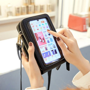 Touch screen messenger mobile phone bag female 2022 new trendy multi-functional fashion simple shoulder small bag mini mobile phone bag SJ617