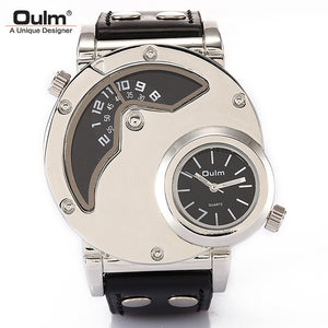 OULM Fashion Trend Men's Watch Two Time Outdoor Sports HP9591 White Shell
