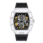 KIMSDUN fashion barrel-shaped silicone transparent hollow automatic mechanical watch men's K-2017A
