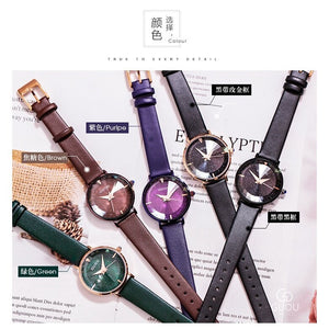 GUOU 66615 starry sky watch new Korean version of simple three-dimensional section rhinestone ladies watch fashion waterproof quartz watch gifts