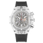 KIMSDUN Men's Fashion Trend Luxury Sports Quartz Chronograph Watch Transparent Watch Military Classic Silicone watches 719D student watch